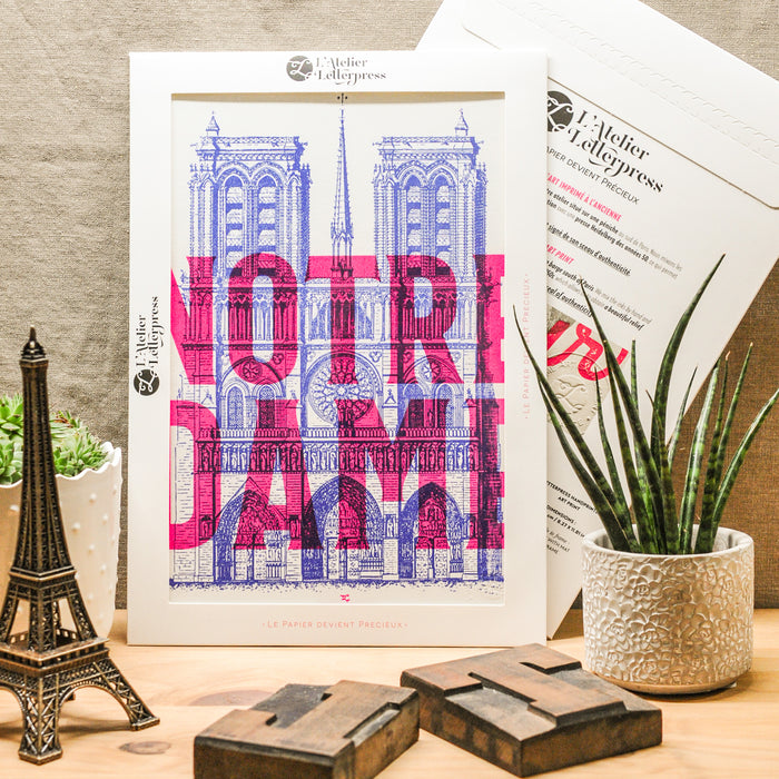 Letterpress Art Print Notre Dame de Paris