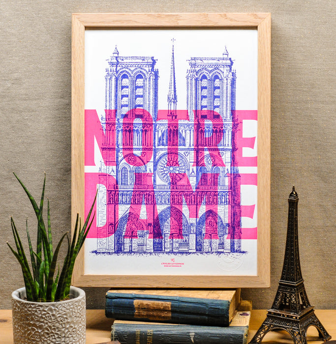 Letterpress Art Print Notre Dame de Paris