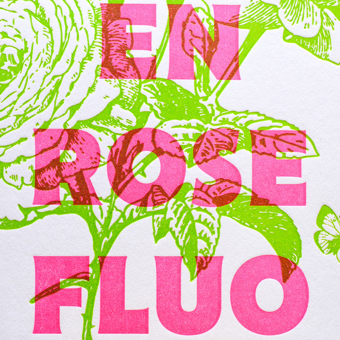 Carte Letterpress La Vie en Rose Fluo (avec enveloppe)