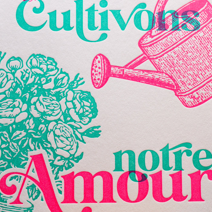 Letterpress Card Let's cultivate our Love (with envelope)