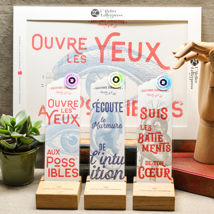 Marque-page Letterpress Suis les Battements de ton Coeur