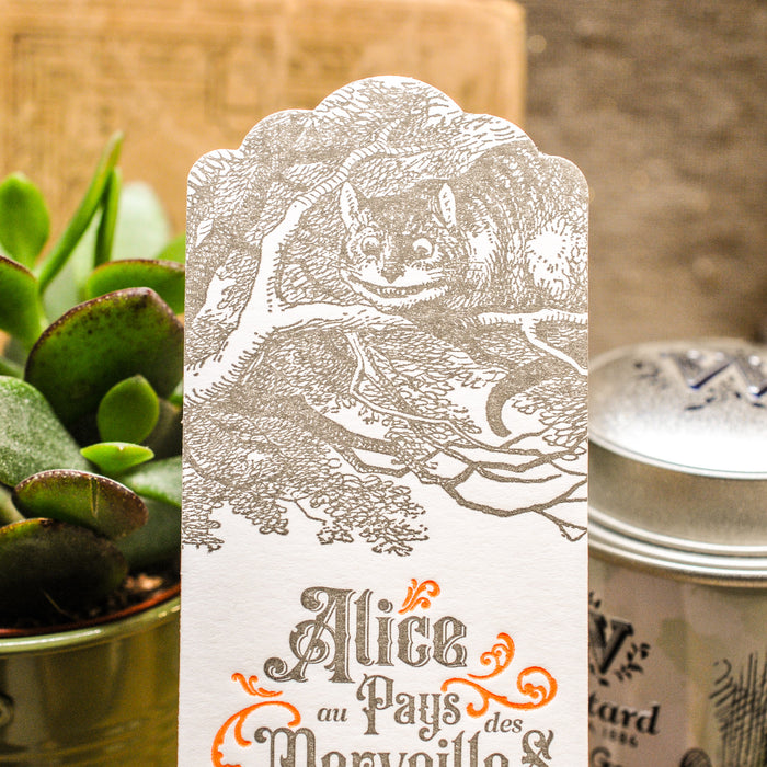 Marque-page Letterpress Chat Cheshire - Alice au Pays des Merveilles