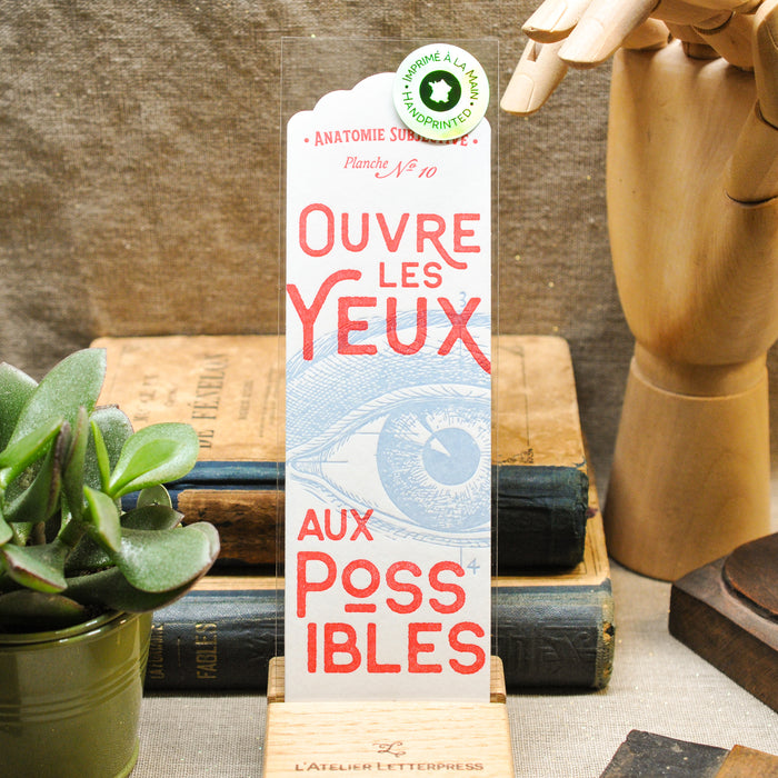 Marque-page Letterpress Ouvre les Yeux aux Possibles