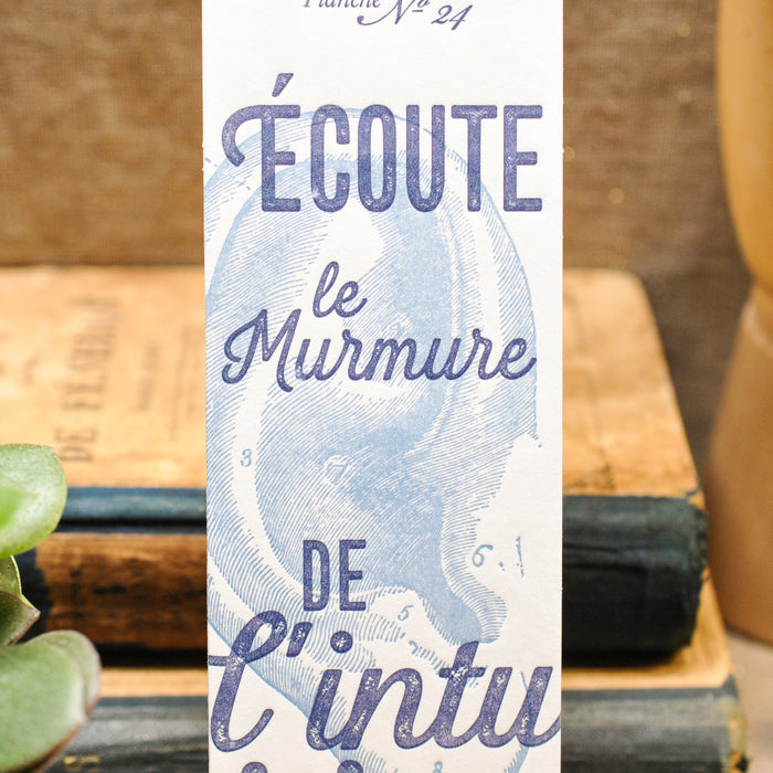 Marque-page Letterpress Écoute le Murmure de l'Intuition